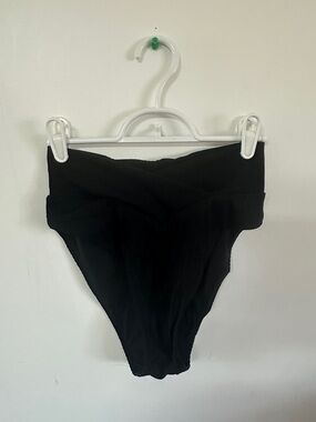 aerie Black High-Waist Ribbed Bikini Bottoms